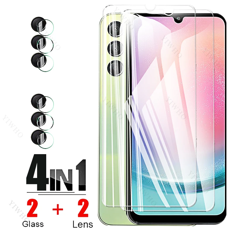 4in1 Protection Glass for Samsung Galaxy A24 4G A 24 SM-A245F Tempered Glass Screen Protectors Camera Lens Fingerprint Unlock HD