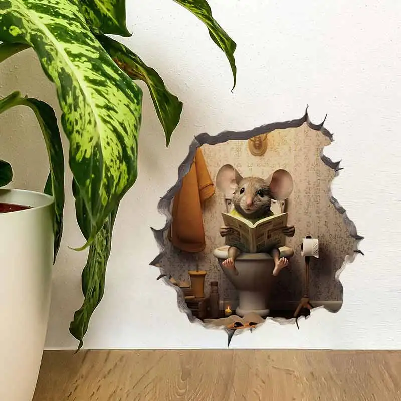 M420 Cartoon niedlichen kleinen Mausloch Wanda uf kleber kreative Schlafzimmer Badezimmer niedlichen Abziehbilder kratz feste Koffer Haus dekoration – Detail 4