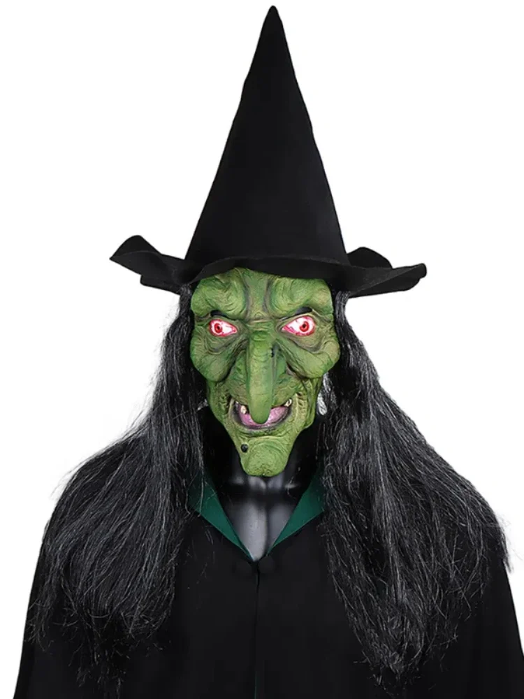 

2025Хэллоуин Ужасы Oude Heksenmasker Met Hoed Косплей Enge Clown Hag Латексные маски Groen Gezicht Grote Neus Oude Vrouwen