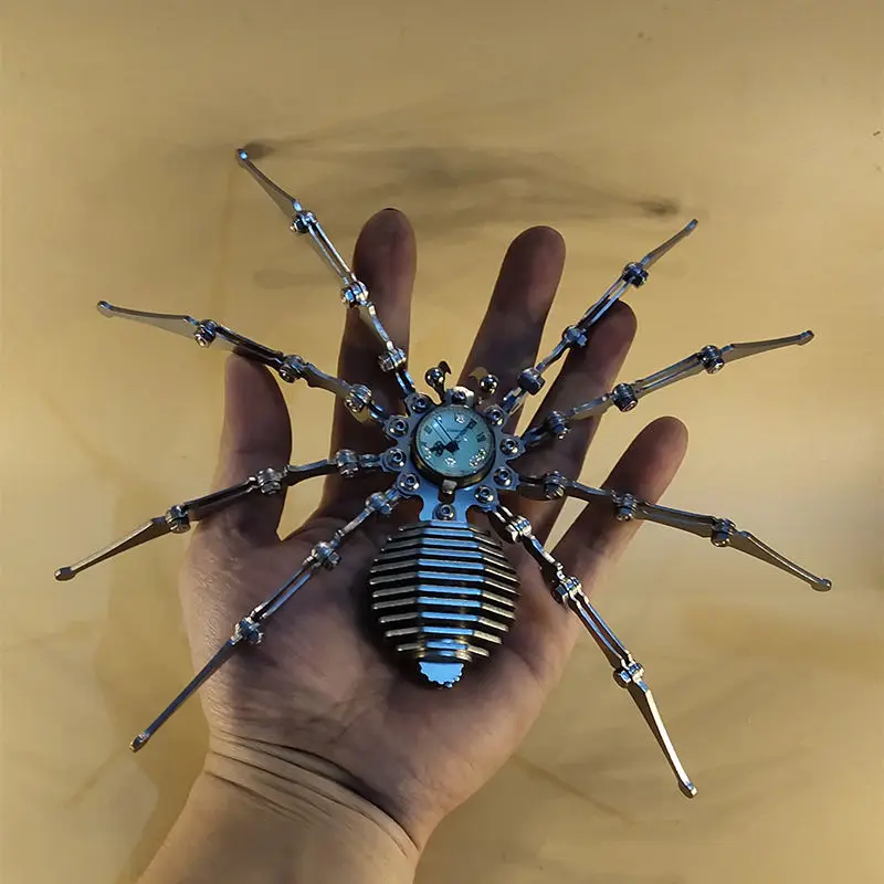 Horloge mécanique en acier inoxydable, robot araignée, punk, fer, modèle d\'insecte, manuel, bricolage, produit fini, créatif, cadeau spécial