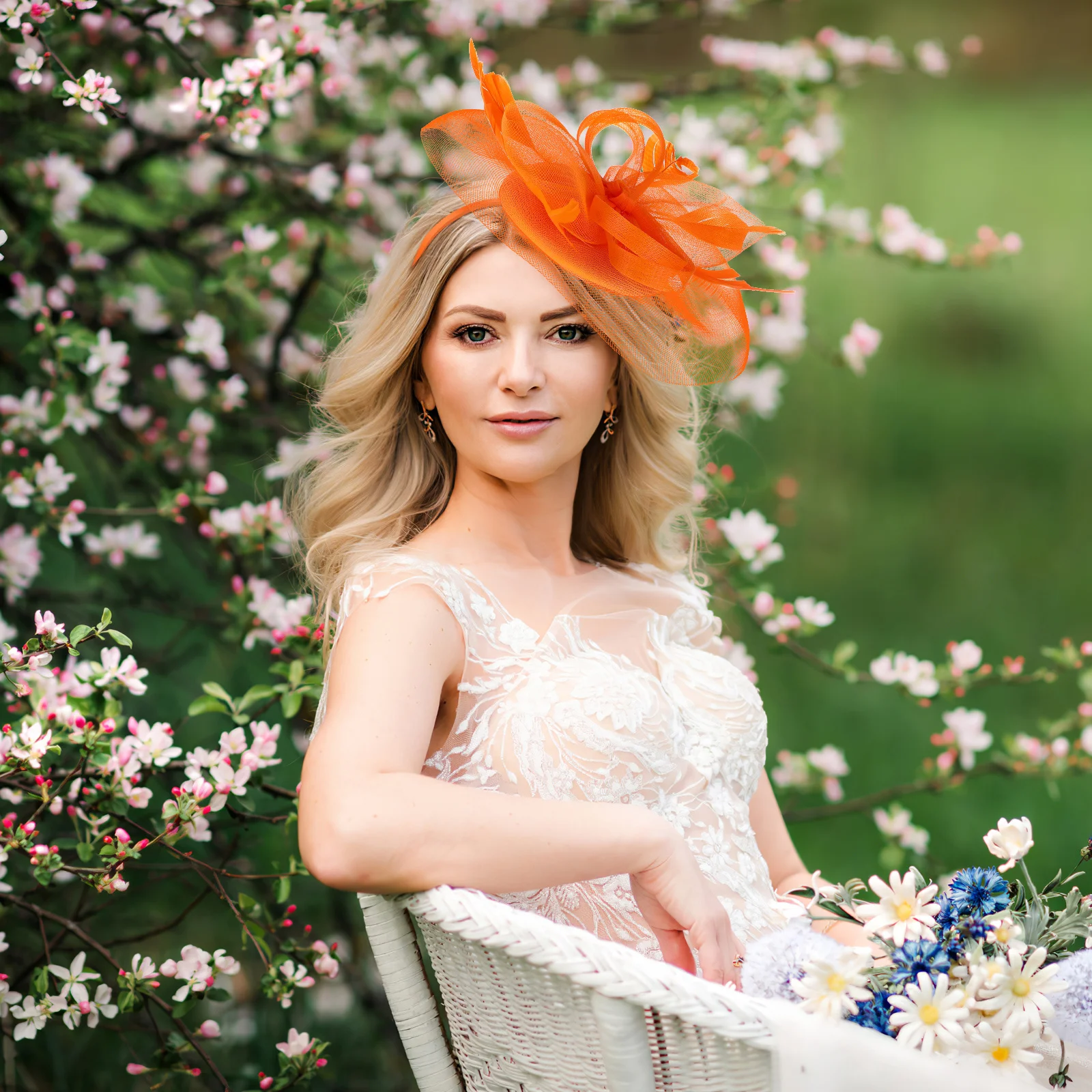 

Flower Headband Elegant Mesh Design Retro Gauze Fascinator Women Banquet Wedding Tea Party Hat Style Decor