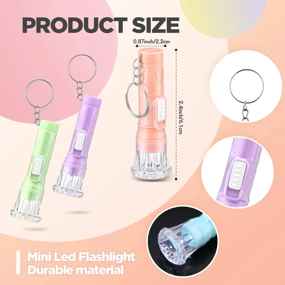 Portable Mini Flashlight Pendant Set 48/72/96//120/150 Pieces Household Small Glow Gifts Random Color for Emergency Preparedness