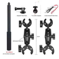 Motorcycle Bike Invisible Selfie Stick Monopod Handlebar Mount Bracket for GoPro 11 Insta360 One X2 X3 Action Camera Accessories