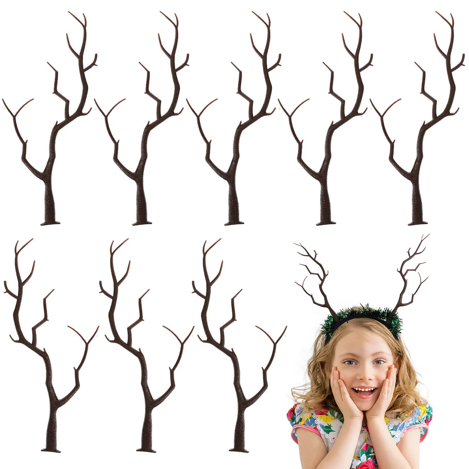 10 Pcs Dried Twigs Mini Reindeer Antlers Craft Artificial Plants Indoor Branches Shaped Tree Headgear Office