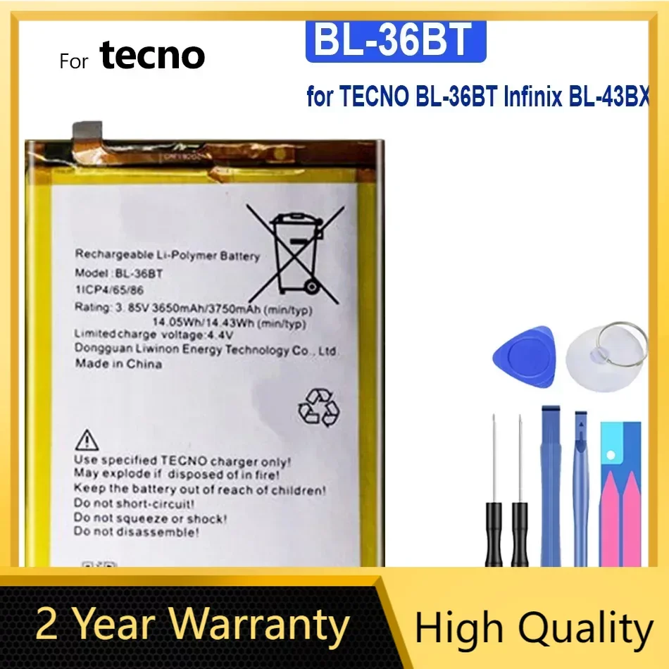 Mobile Phone Battery For TECNO BL36BT, for Infinix BL-43BX, 3750mAh