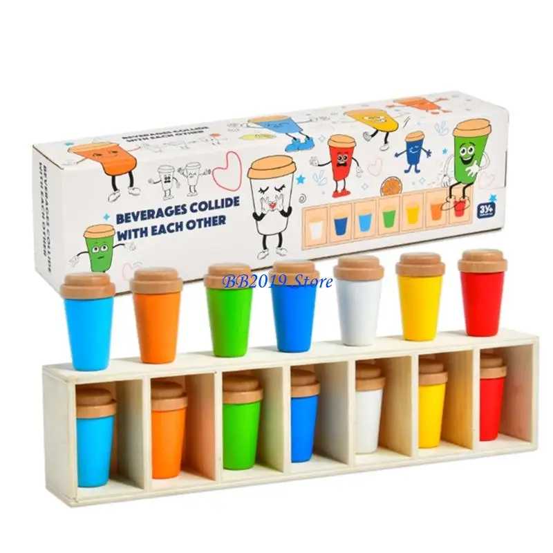 

Q0KB Wooden Drink Bottle Color Pairing Educational Toy For Toddler Preschooler Gift