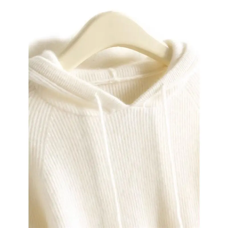 High-grade hooded cashmere sweater women's wear bottoming sweater cashmere sweater sweater lazy wind