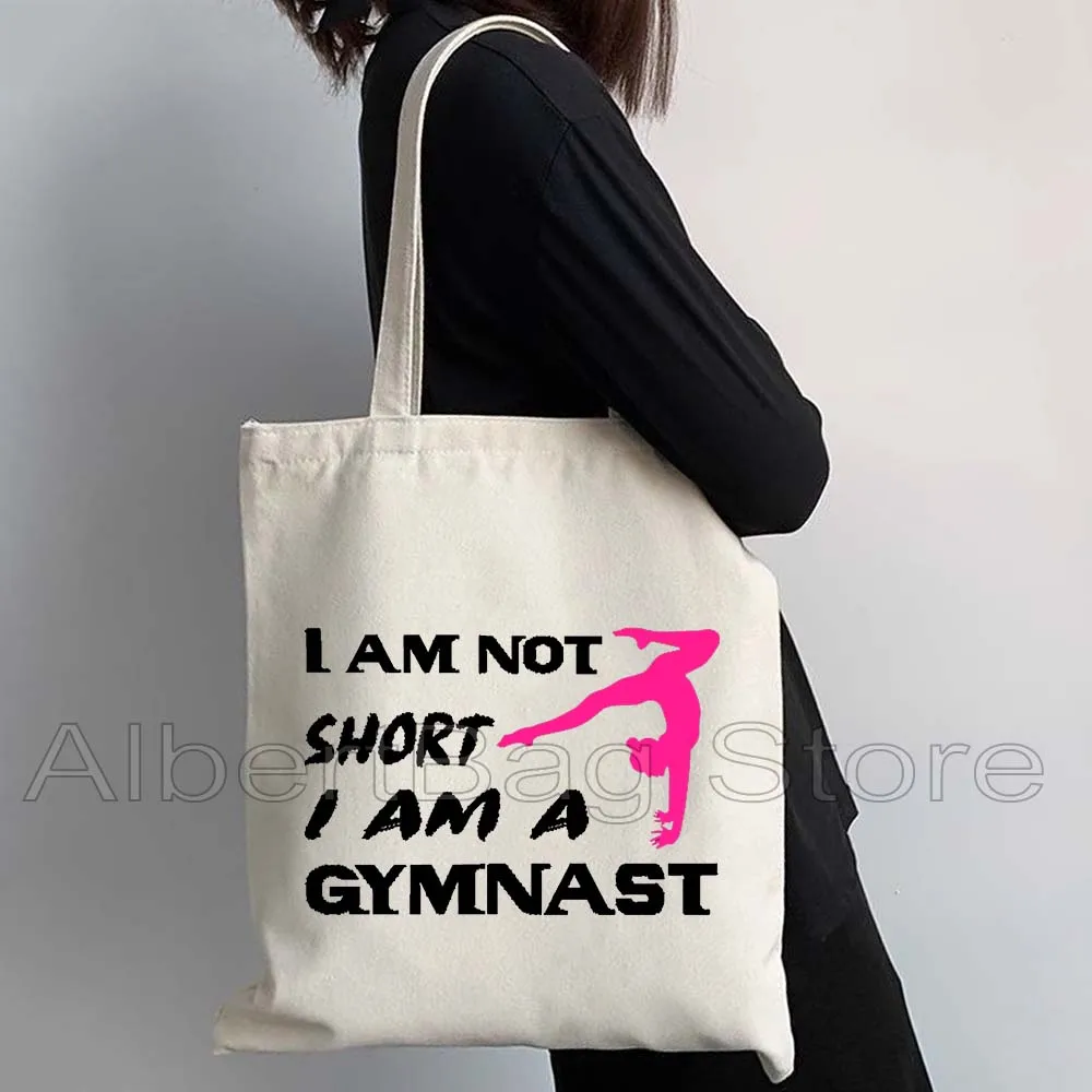Retro Tumbling Gymnastics Girl Sport Dancer Gymnast Gift Balance Beam Gymnast Mom Queen Canvas Shoulder Tote Bag Shopper Handbag