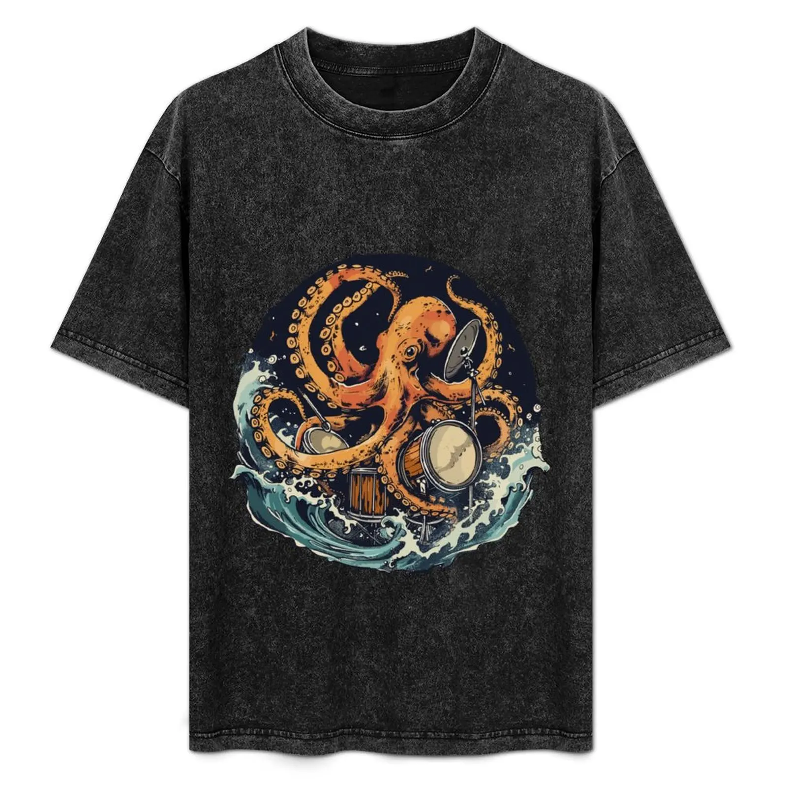

Octopus Drummer Music Lover T-Shirt Casual Streetwear Short Sleeve Tee