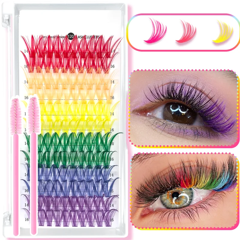 120/240/392/600 Stück Künstliche Wimpern für Anfänger DIY Regenbogenfarbene Wimpern für Zuhause - Dramatisches Volumen-Wimpern-Set – Detail 10