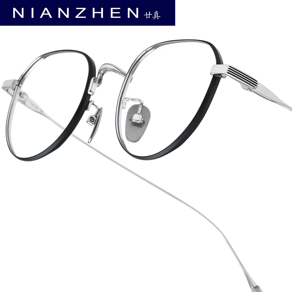 

NIANZHEN Titanium Alloy Eyeglasses Frame Men Polygon Brand Design Glasses Women Ultralight-Weight Retro Eyewear Spectacles 80803