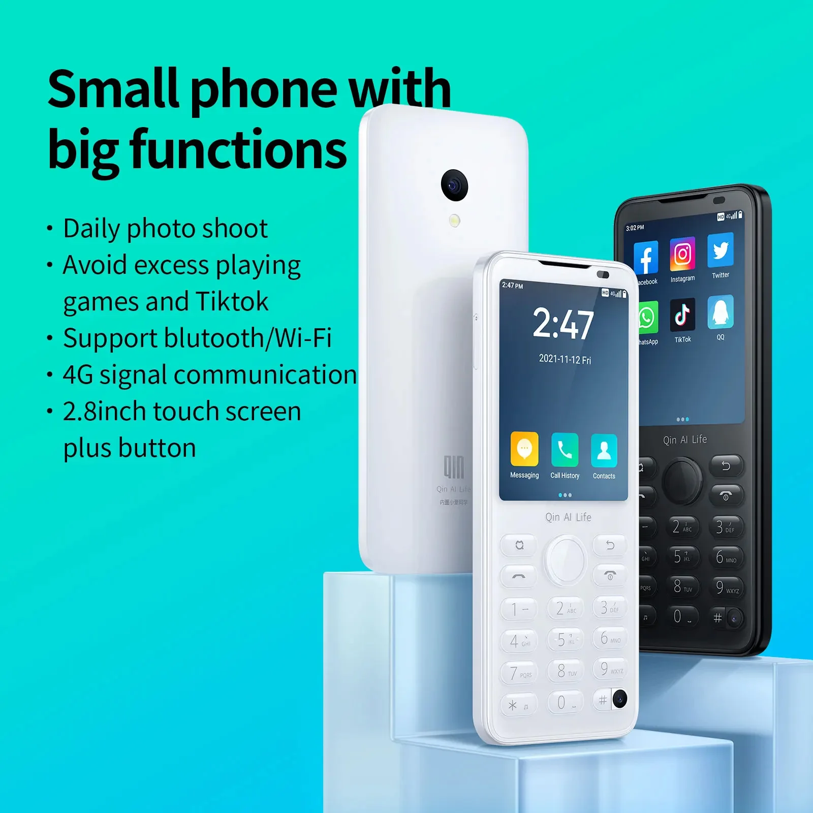 Qin-Smartphone F21 Pro avec écran tactile, Smartphones Amazon PRWifi, 2.8 