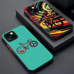 Bicycle Cycling Art Phone Case Matte Transparent For 16 15 IPhone 12 11 13 Pro Max X XR XS 8 SE Mini Plus Back Cover