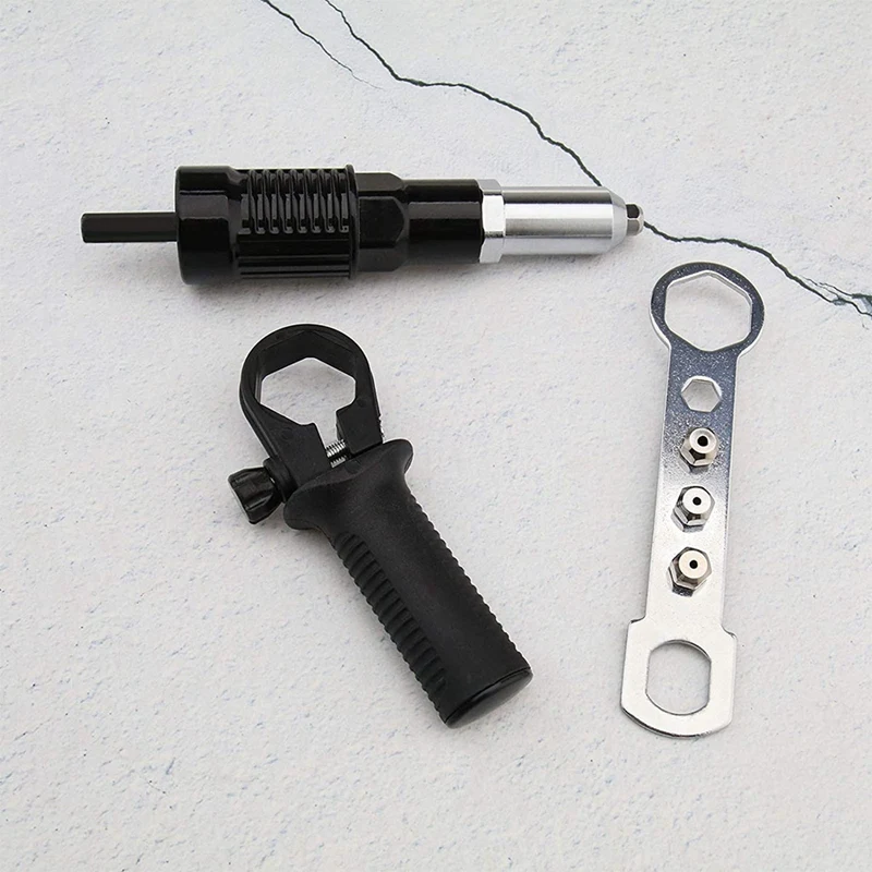 A50I Electric Rivet Conversion Connector Adapter Riveted Joint Riveter Insert Attachment With Non-Slip Handle Wrench Kit