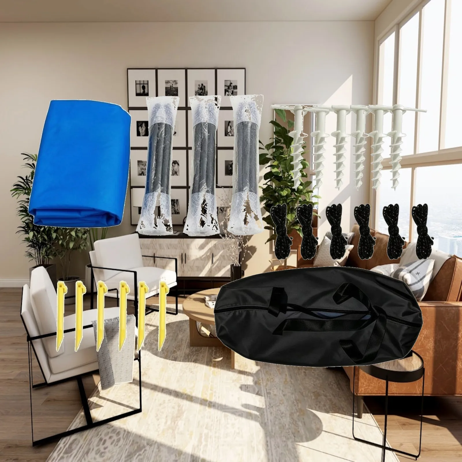 Foldable Outdoor Windbreak with Storage Bag for BBQ Lawn Sun Block and Privacy Screen