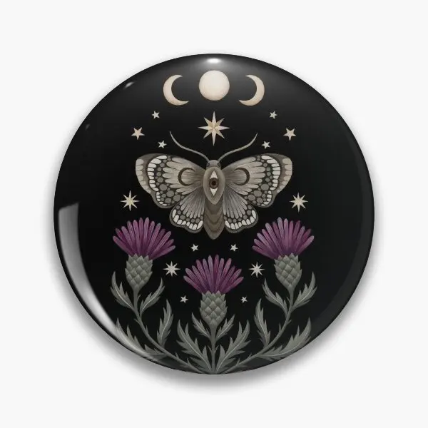 Thistle And Moth  Soft Button Pin Brooch Lapel Pin Fashion Hat Metal Decor Gift Creative Cute Cartoon Funny Lover Collar Badge