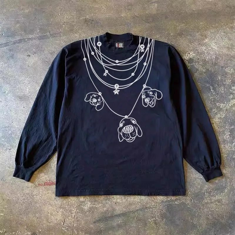 Heavyweight 310g Pure Cotton Long Sleeve T-Shirt American Retro Oversize Streetwear Versatile Youth Fashion Summer No Ironing...