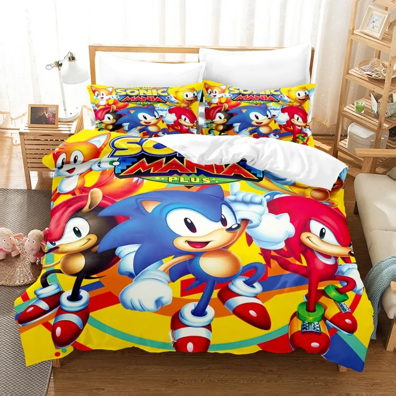 Set di biancheria da letto Sonic con federa per uso domestico Anime Harajuku stampa 3D Cosplay tessili per la casa biancheria da letto King Size