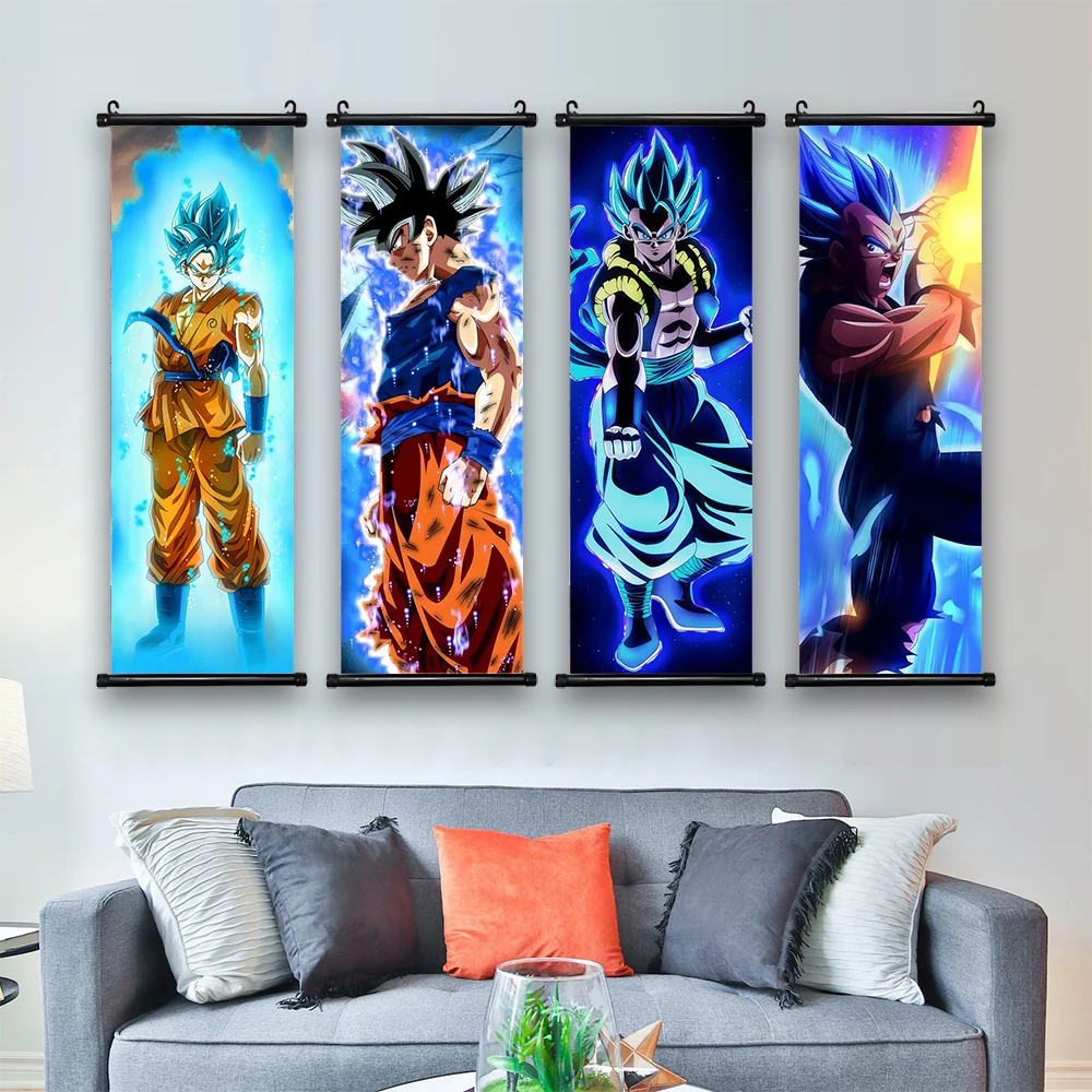 Dragon Ball Anime Poster Son Goku Home Decor Kakarotto Hanging Painting Trunks Wall Art Bardock Scroll Picture Zarbon Wallpaper