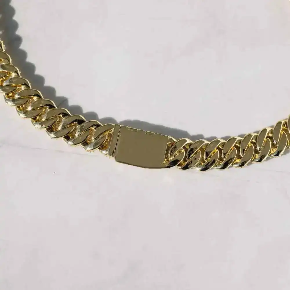 

Мужское ожерелье в стиле хип-хоп, стерлинговое серебро 925 пробы, 15 мм, зубец Iced Out, кубинское звено, муассанит, бриллиантовая кубинская цепочка