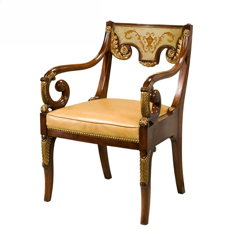 Villa dining chair neoclassical mahogany painted study chair furniture