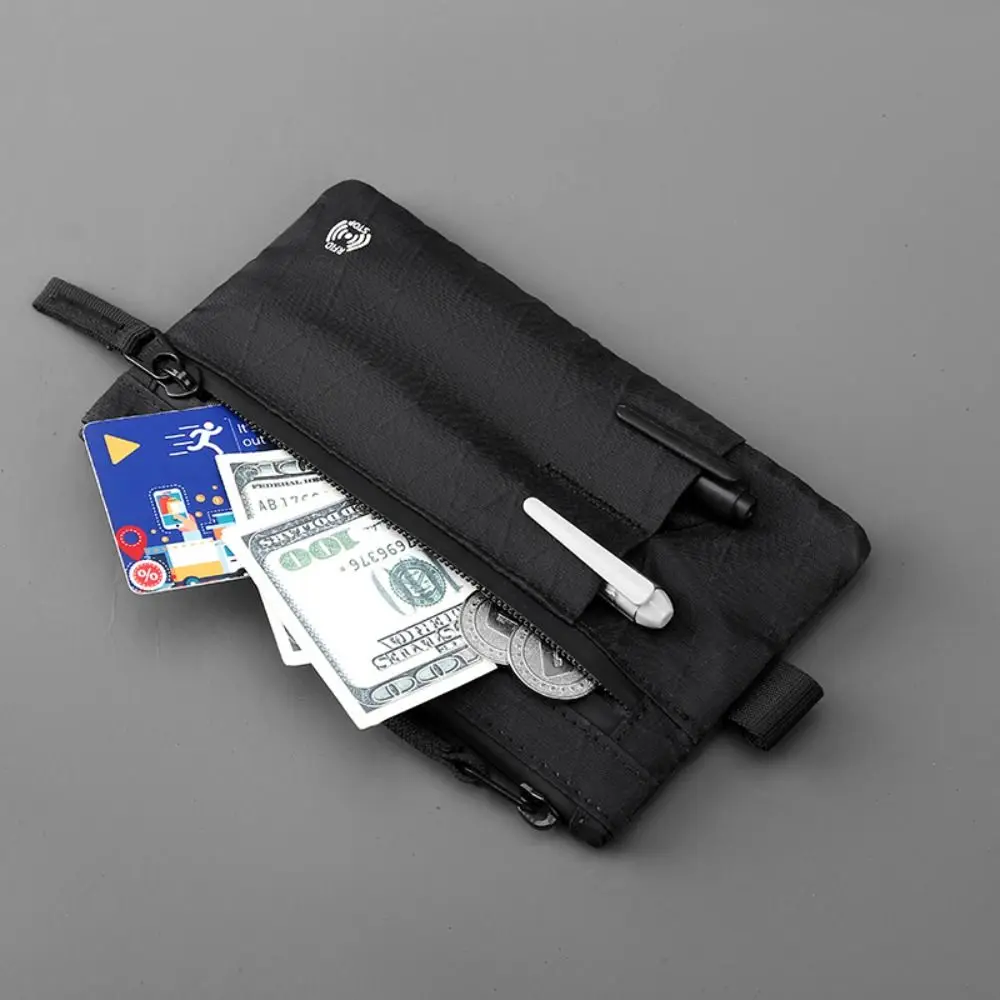 Passport Holder RFID Blocking Zip Clutch with Wristband 3 External Slots with Zipper Men Wallets Slim Key Card Case Daily Use