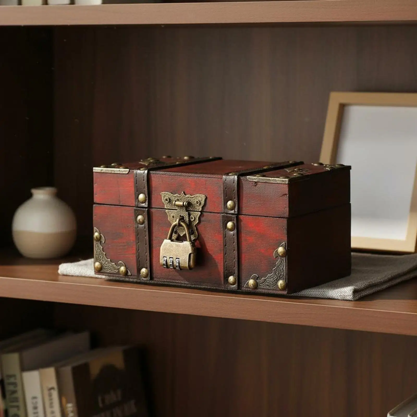Small Wooden Treasure Chest Storage Box for Rings Trinkets and Photos As a Memorable Gift
