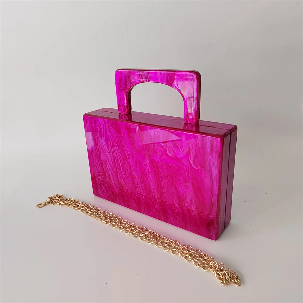 Acrylic Bag Handle Box Pearl Marble PVC Evening Bag Women Designer Clutch Purse And Handbags Wedding Party Female New Gift Flap