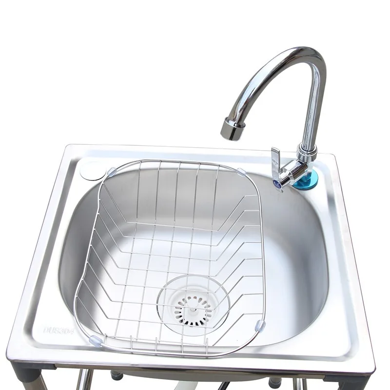 Thickened Stainless Steel Simple Wash Basin Vegetable Washing Household Single Slot Bracket Dishwasher, Kitchen Sink Shelf