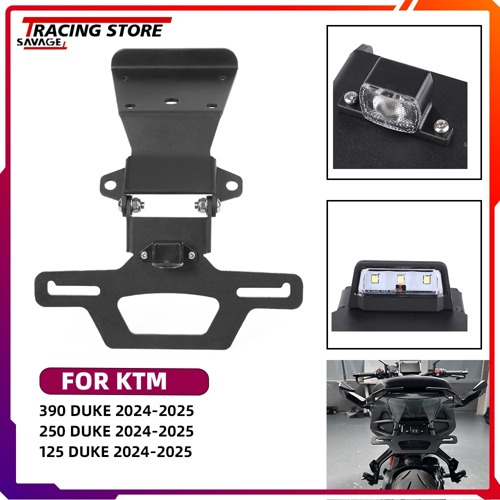For 390Duke 125Duke 250Duke Adjustable Foldable Tail Tidy Fender Eliminator License Plate Holder with Plate Light 125 390 Duke