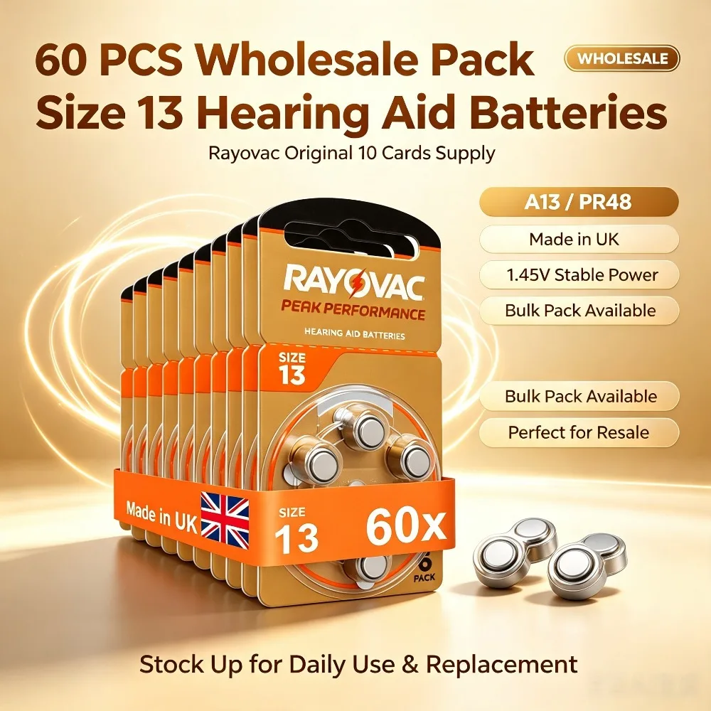 60-60010 Cards Rayovac Peak 1.45V 13A A13 13 P13 PR48 Zinc Air Hearing Aid Batteries For BTE CIC RIC OE Hearing Aids