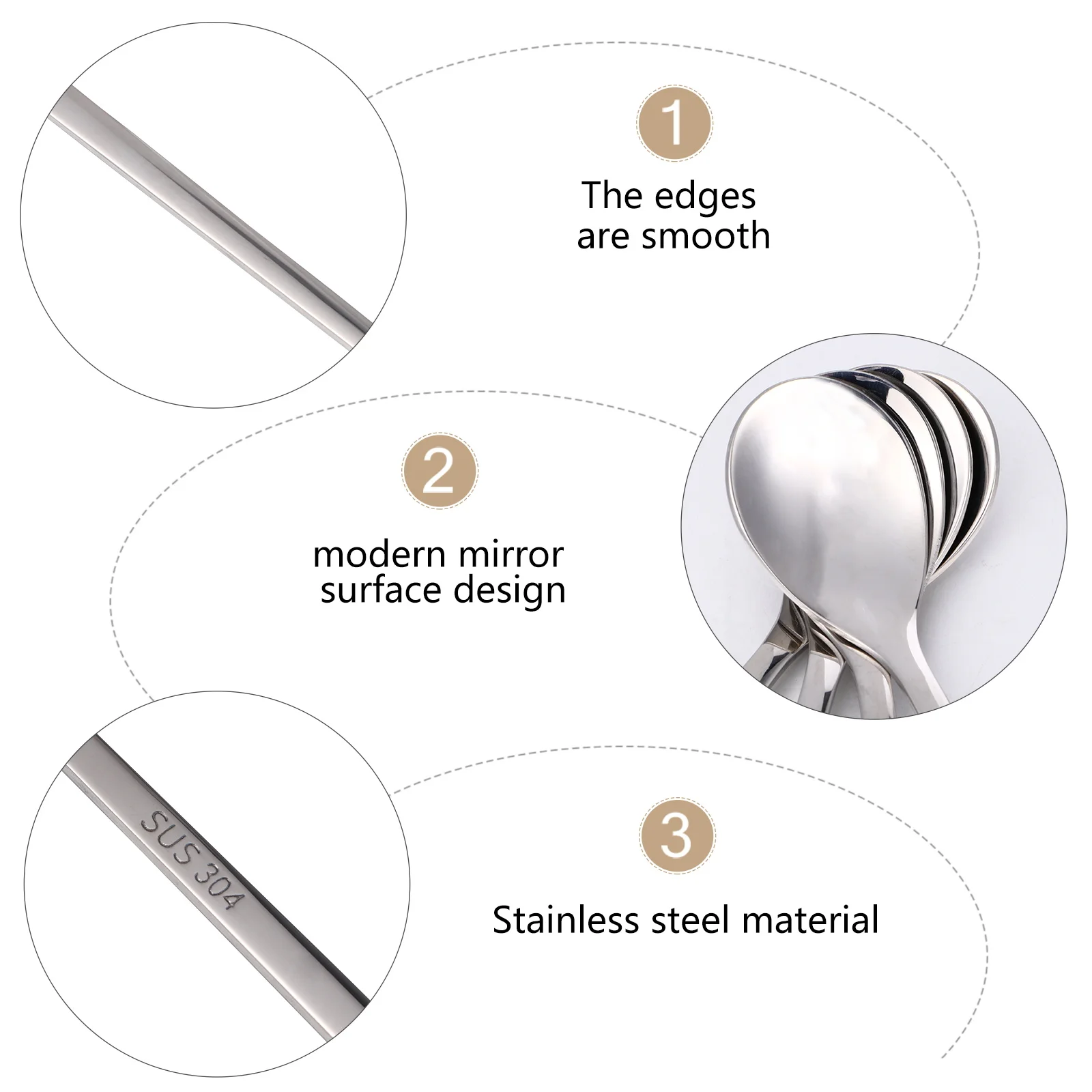 4 قطعة القهوة الفولاذ المقاوم للصدأ مقبض طويل فنجان شاي ملاعق مرآة مصقولة مريح غسالة صحون ملاعق خلط آمنة للآيس كريم #2