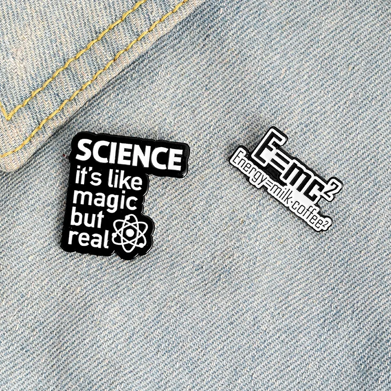 Creative English Letter Brooch Pins SCIENCE It's Like Magic But Real And Energy Milk Coffee Badge Corsage Lapel Pin Jewelry Gift