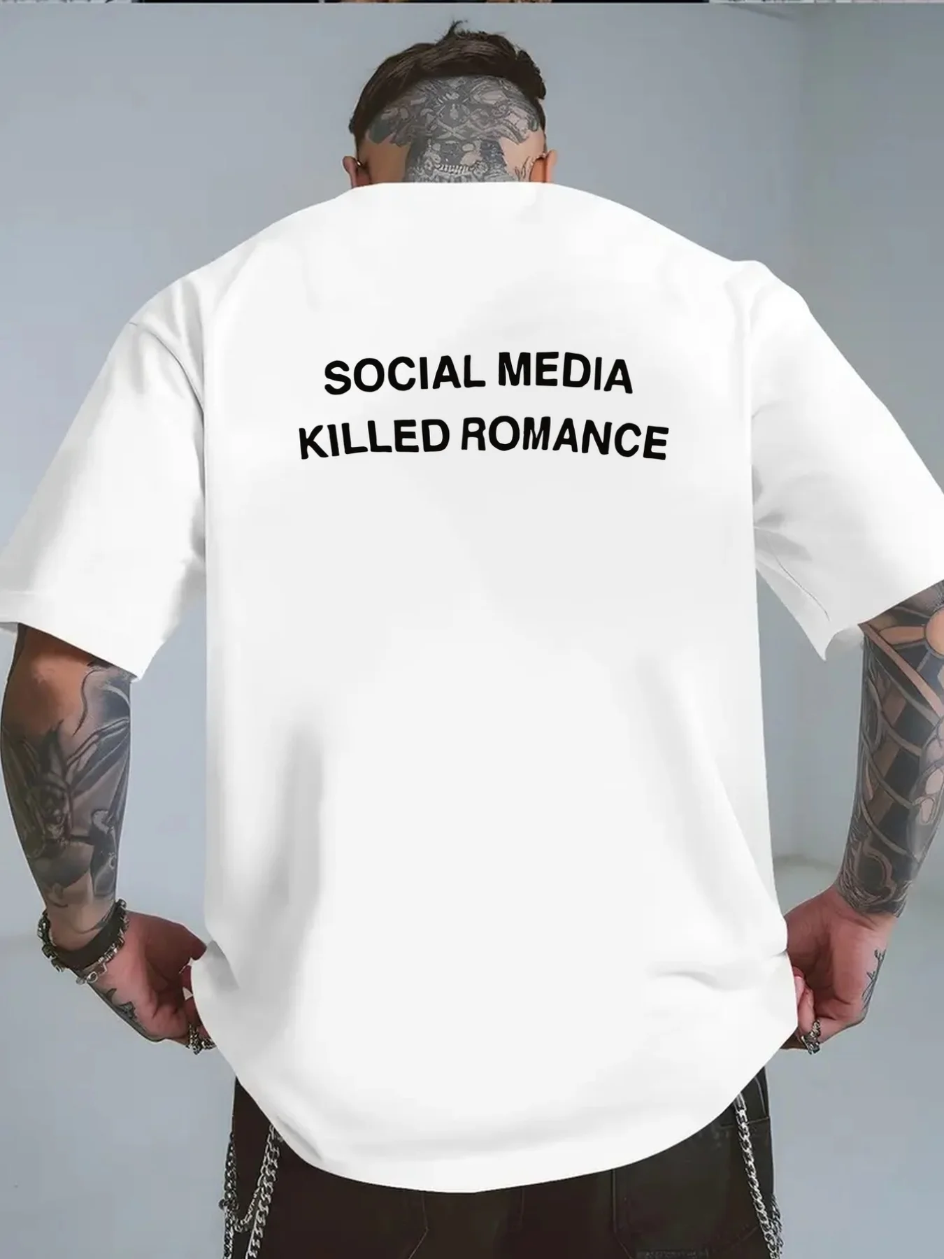 Social Media Killed Romance Graphic T-shirt Aesthetic Love Quote Unisex Oversized Cotton Tee