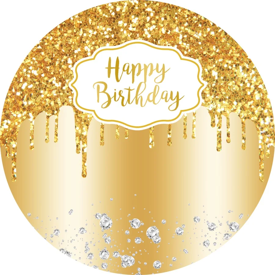 Round Happy Birthday Glitter Circle Backdrops For Photo Studio Gold Black White Silver Happy Birthday Photography Backgrounds