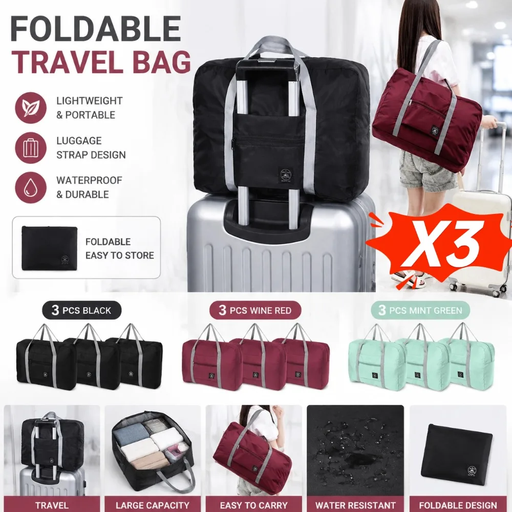 1-3pcs Foldable Travel Duffel Bag for Airlines Carry on Bag Lightweight Large Capacity Sports Weekend Trip Overnigh For Unsiex