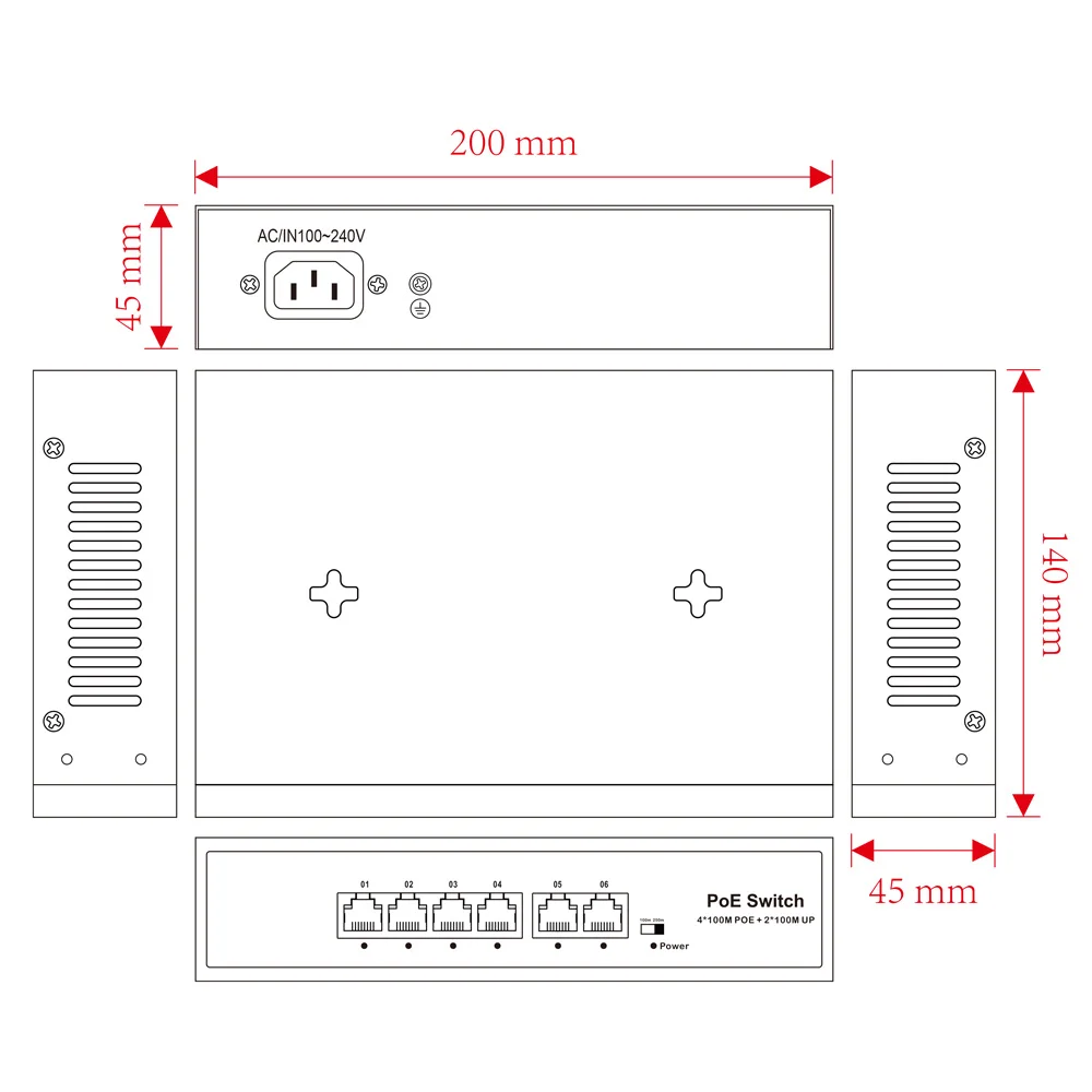 Imagem -05 - Poe ai Smart Ethernet Switch Interruptor de Rede para Câmera ip ap sem Fio Portas Rj45 100m Portas 10 m 100m