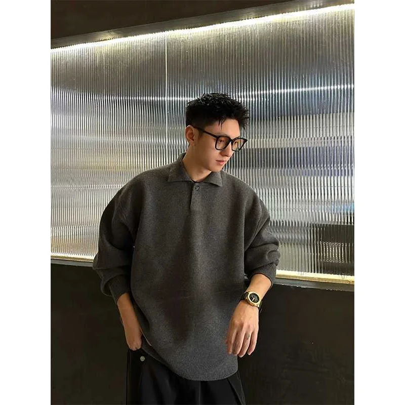 

Ay Вязаный свитер с тяжелым воротником, мужской осенне-зимний модный брендовый базовый слой, шерстяное пальто Jaet