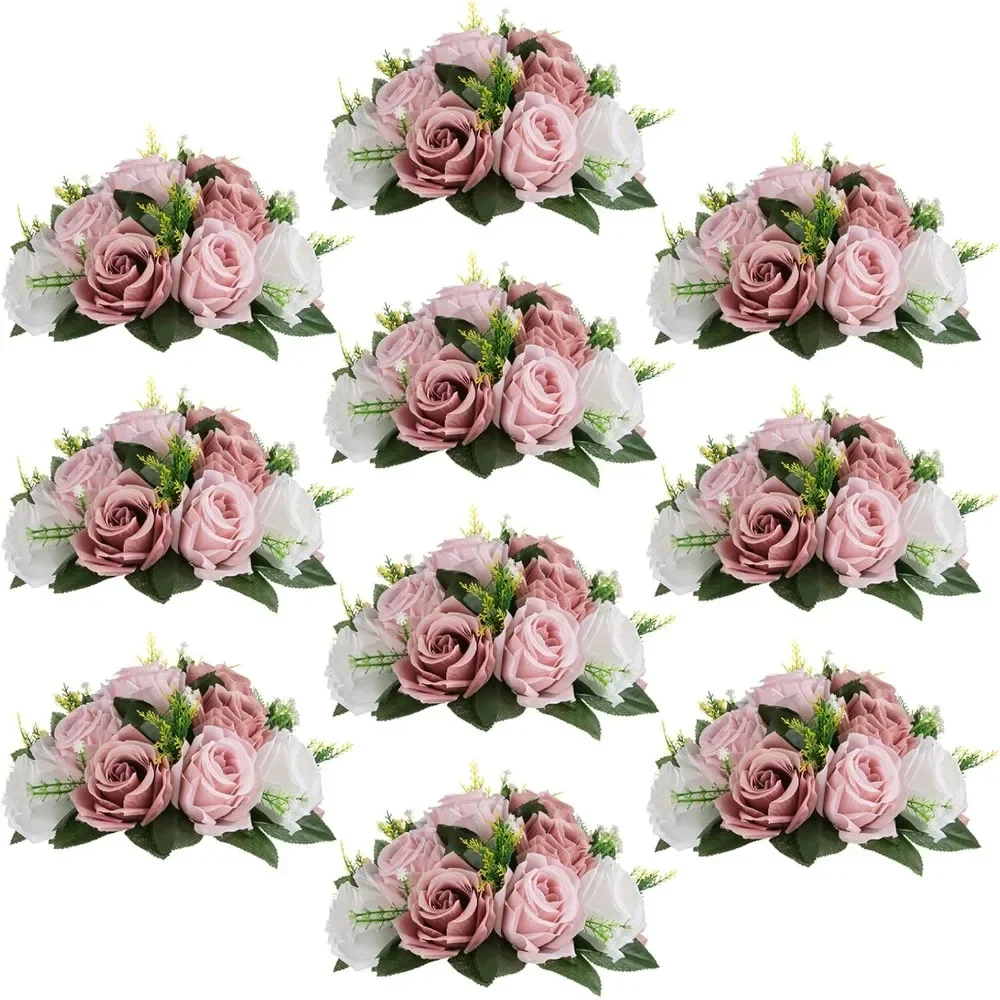 Centros de mesa de flores para mesas, bolas rosas besándose para bodas, arreglo Floral Artificial, decoración de pieza central