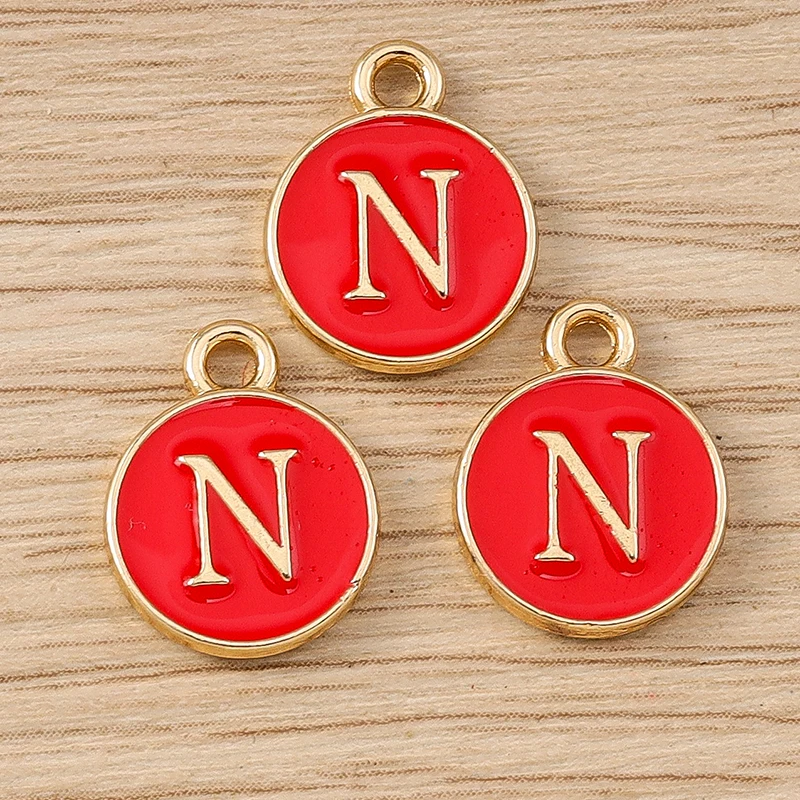 10 Stück 11x14mm Niedliche Emaille-Buchstabenanhänger A-Z für Schmuckherstellung, Ohrringe, Anhänger, Halsketten, DIY-Bastelbedarf – Detail 16
