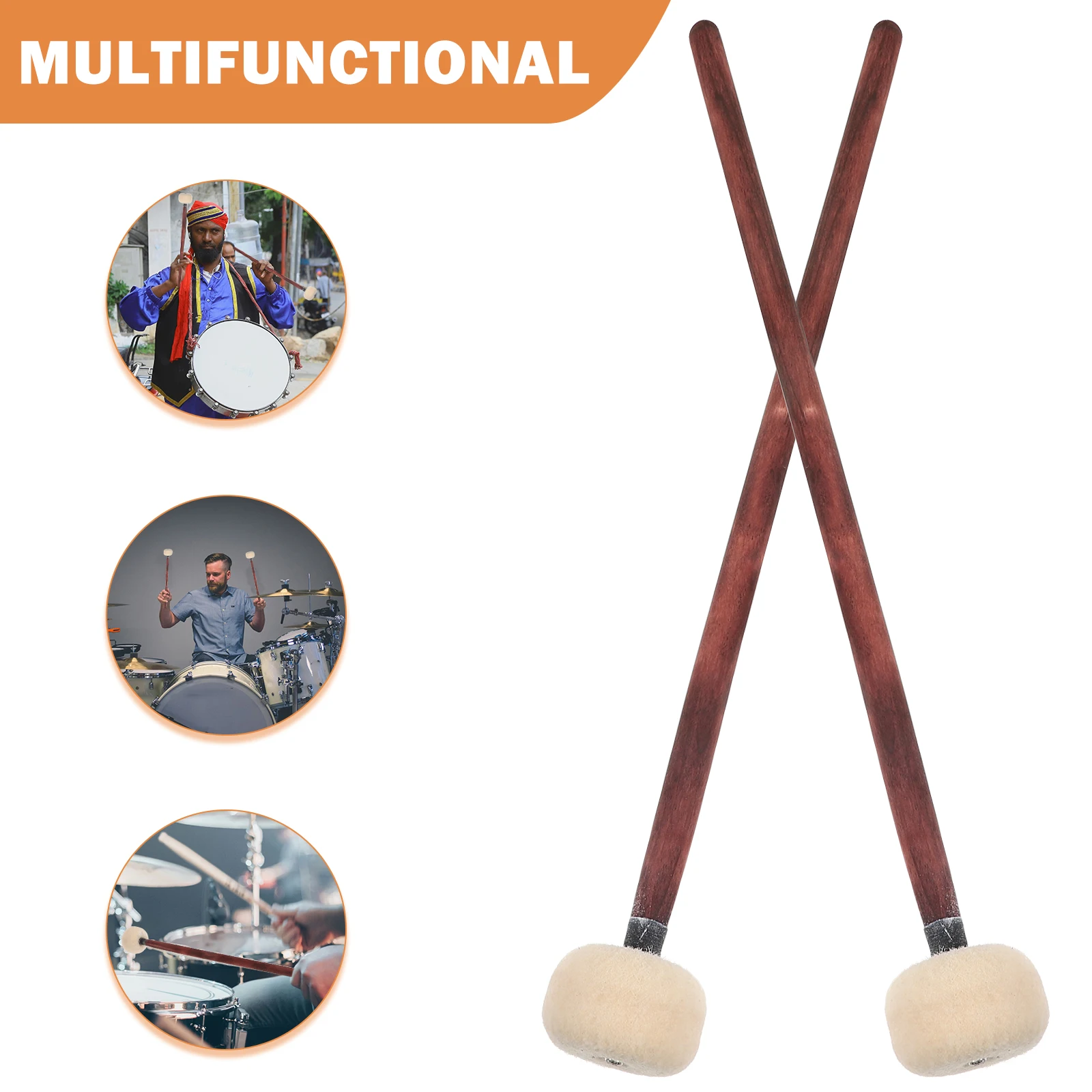 

2 Pcs Timothy Hammer Drum Mallets Drumsticks for Bass Percussion Beginner Wood Instrument Parts