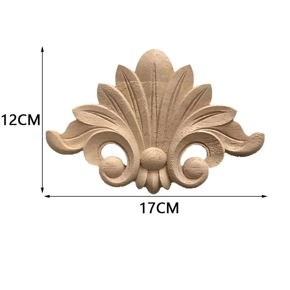 4pcs Unpainted Wood Carved Onlay Applique Decorative Light Door Wall Decors for Cabinets Windows Cupboards Mirrors Furniture