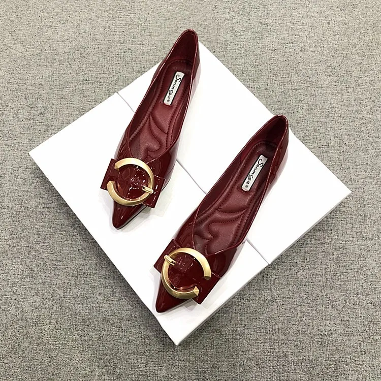 Flat Shoes for Women Spring Autumn New Red Flat Sole Women's Shoes Shallow Cut Pointed Boat Shoes Luxury Shoes Lolita Shoes