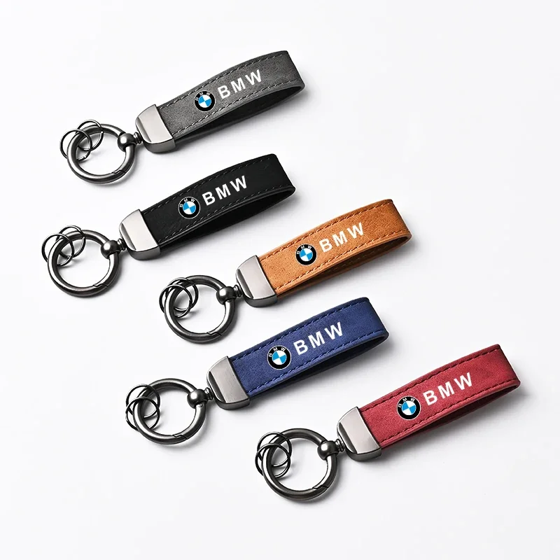 Suede Car Logo Keychain Leather Zinc Alloy Car Key Ring For BMW Performance F30 F10 E90 F20 E46 E60 E70 E39 E36 E87 X7 E92 E91 