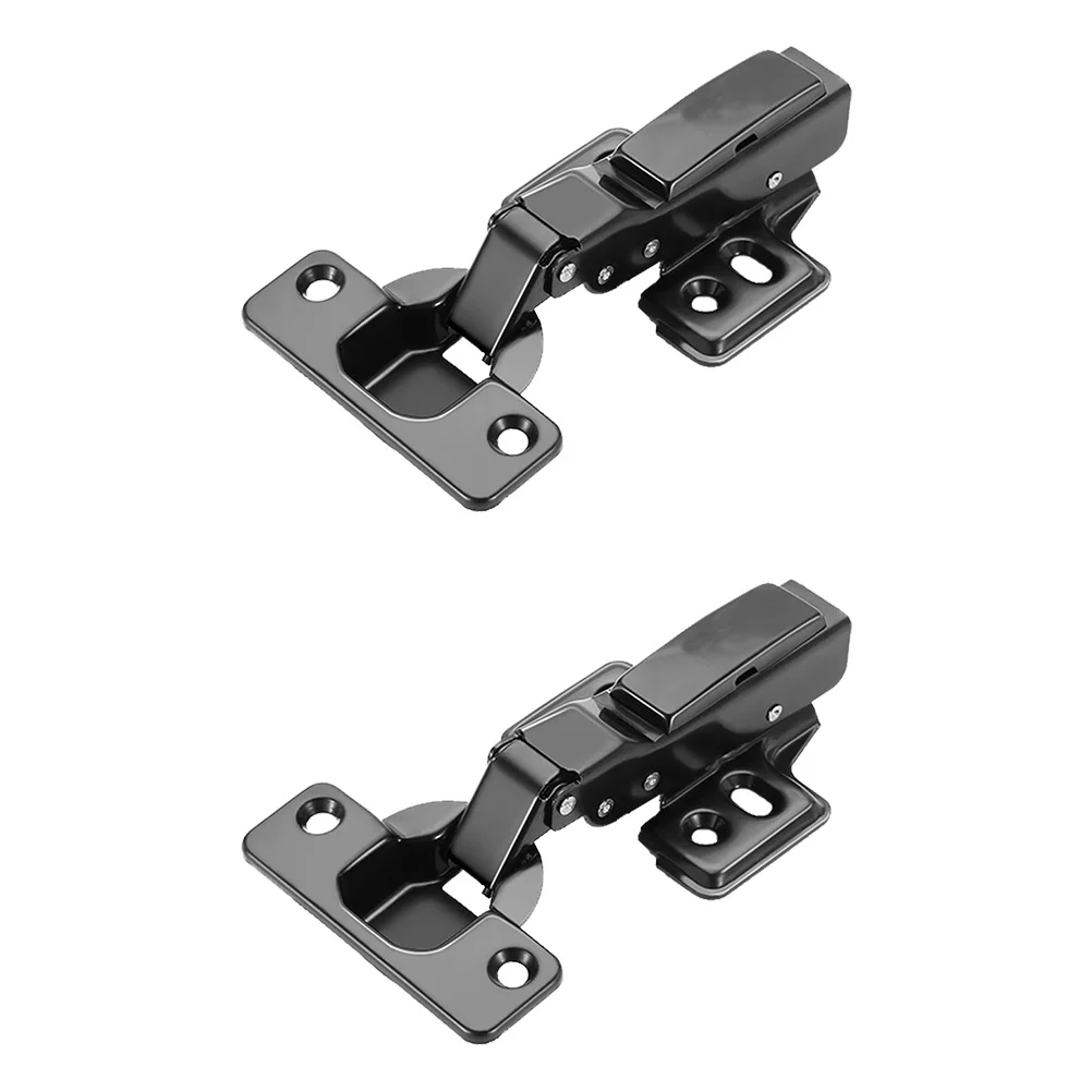 

2Pcs Black Stainless Steel Damping Buffer Hinges Cabinet Door Furniture Wardrobe Hydraulic Large Bend Easy Installation