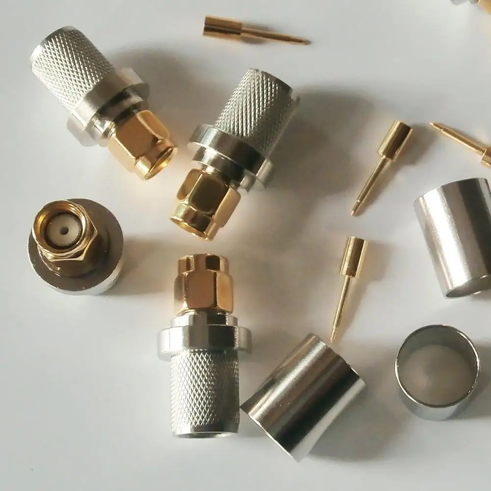 

10X Pcs RF Coax Connector SMA Male Crimp for LMR400 RG8 RG213 RG214 RG165 7D-FB Cable Plug SMA Gold Plated disk High-quality