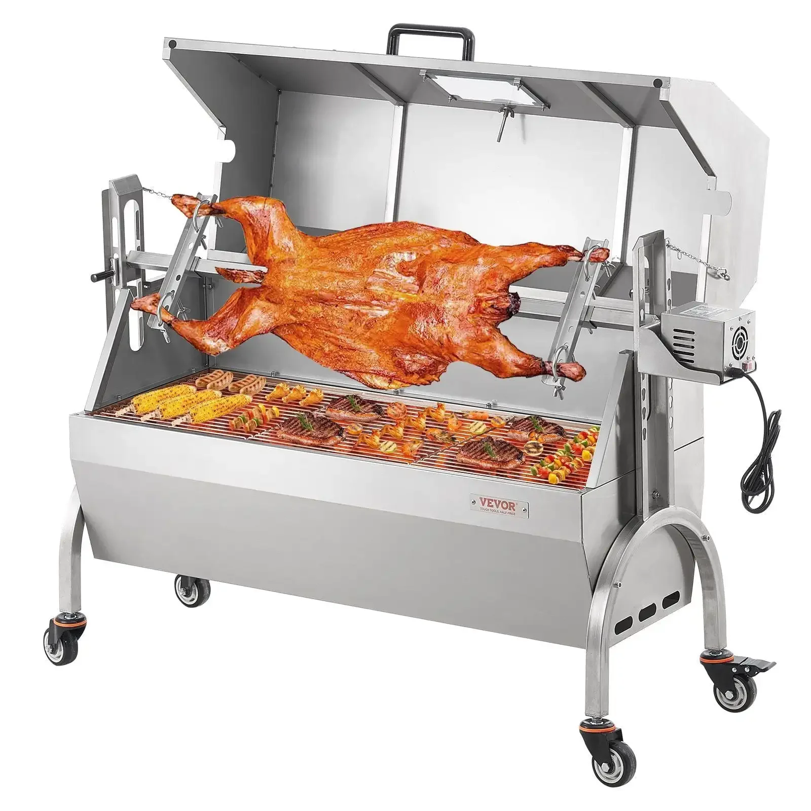 

Roaster Spit Rotisserie BBQ Grill Pig Lamb Chicken Roaster 52W 198LBS