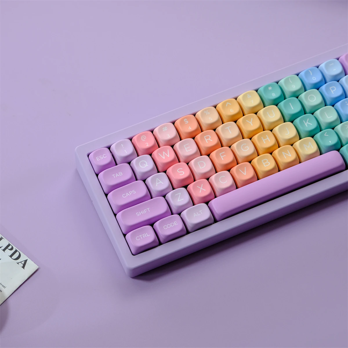 Colorful Soft Candy Gradient Keycaps XOA MOA Profile Keycap PBT Dye Sublimation KeyCap 126 Keys For MX Mechanical Keyboard