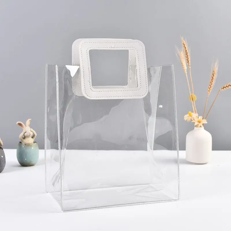 Plastic Gift Wrap Bags PVC Transparent Handbag Women Fashion Shopping Bags Party Bags Retail Bags Wedding Candy Pakcaging Box