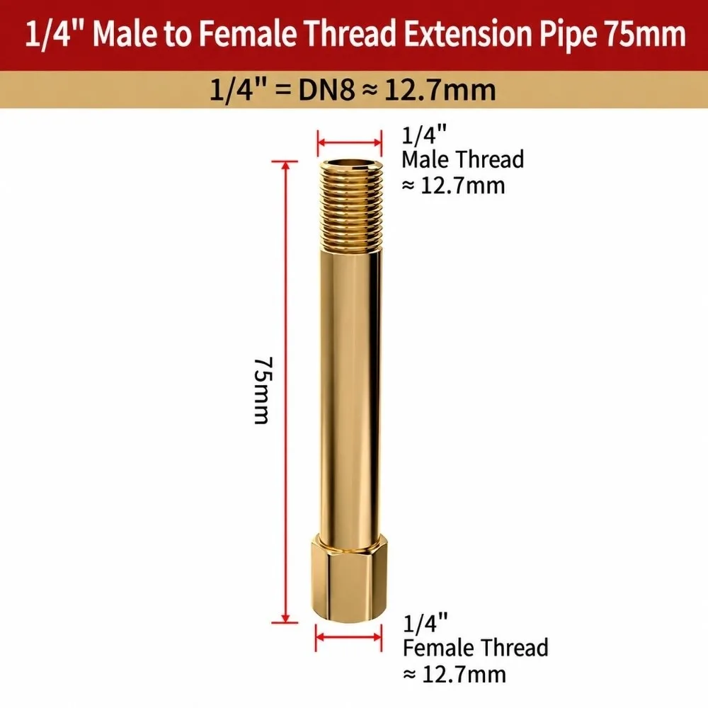 BSPT Thread Brass Extension Nipple 1/8